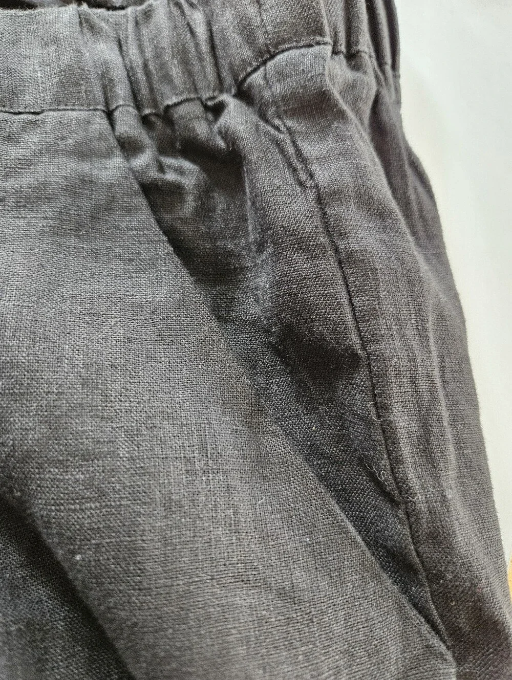 NWT Quince 100% European Linen Wide Leg Relaxed Fit Pull On Cropped Pants L